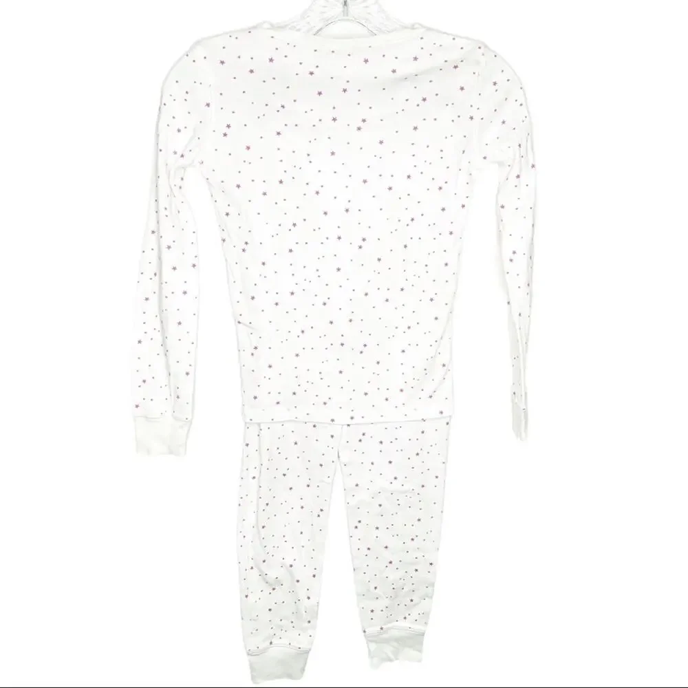 Girls Mini Boden White Pink Stars Pajama Set 11Y